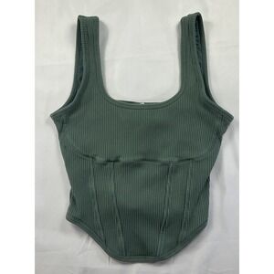 Victoria's Secret PINK Women's Size M The Cinched Piqué Corset Top Green